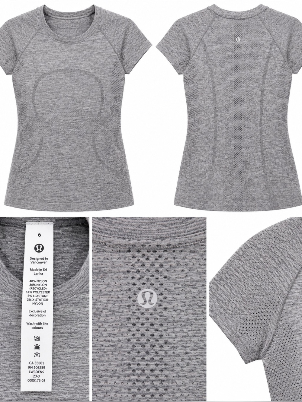 Lululemon Swiftly Tech Short Sleeve 2.0 Heathered Gray Size 6